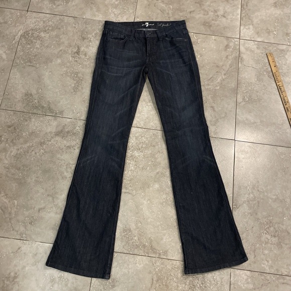 7 For All Mankind A Pocket Dark Wash Bootcut Low Rise Jeans W 28 x L 34 - Picture 1 of 10